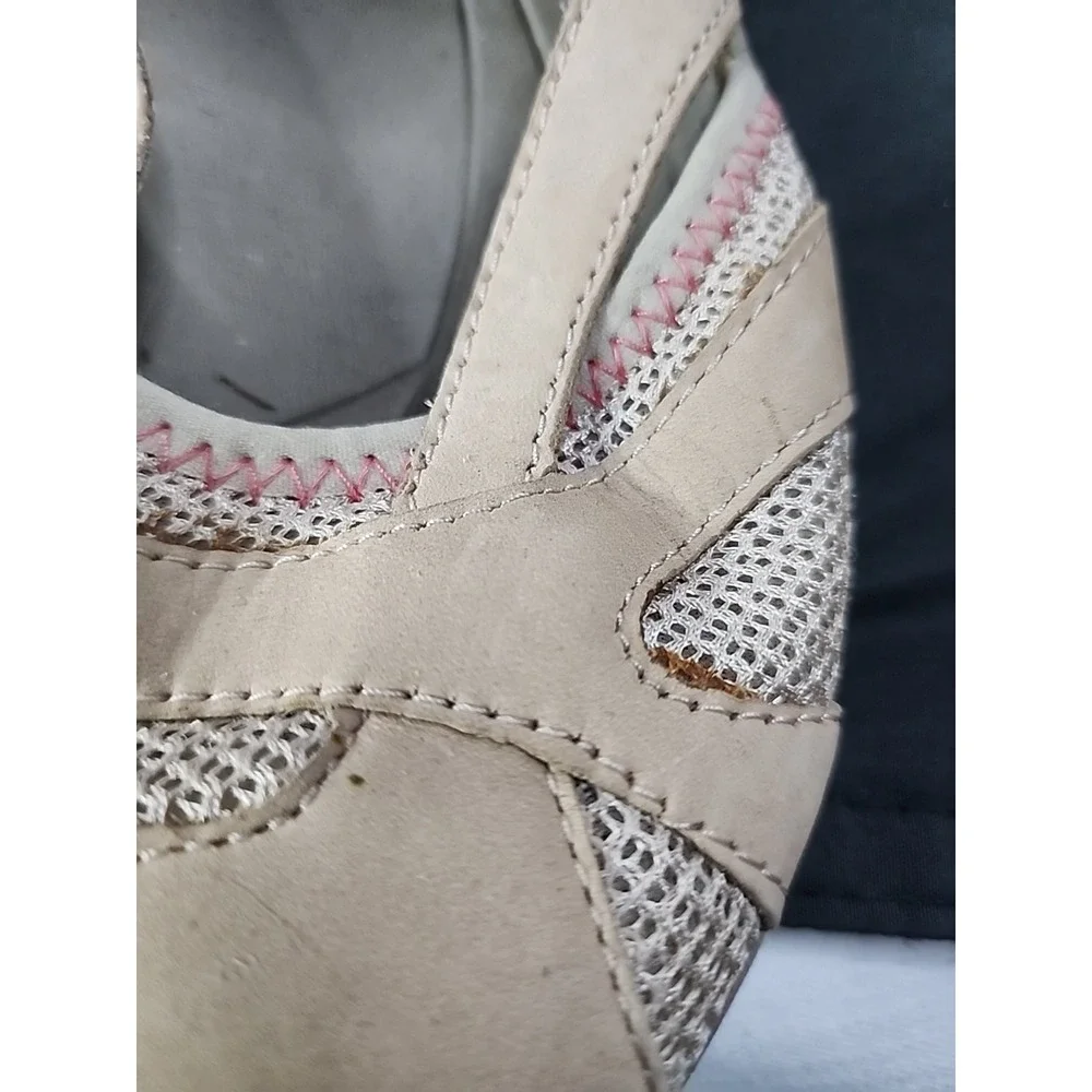 Merrell Leather Mary Janes Shoes Size 10 Brown Pink Mesh Sandals